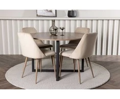 Venture Design Valgomojo stalo ir kėdžių komplektas Durango Night 120 cm juoda ruda