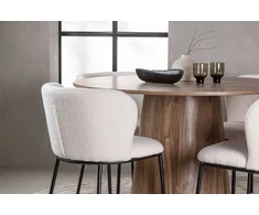 Venture Design Valgomojo stalo ir kėdžių komplektas Lanzo ir Edina 120 cm juodos ir baltos spalvos MDF audinys