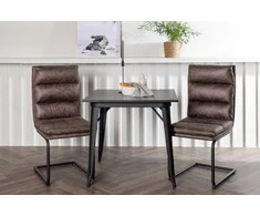 Venture Design Valgomojo stalo ir kėdžių komplektas Tempe valgomojo stalas ir Zizo valgomojo kėdė 80x80 cm juoda ruda MDF mikropluošto audinys