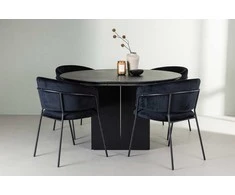 Venture Design Valgomojo stalo ir kėdžių komplektas Matilda valgomojo stalas ir Selma valgomojo kėdė 130 cm juoda