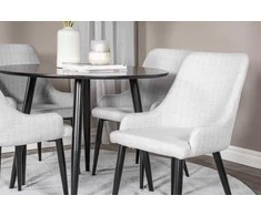 Venture Design Valgomojo stalo ir kėdžių komplektas Plaza 100x75 cm juodos spalvos audinys