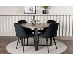 Venture Design Valgomojo stalo ir kėdžių komplektas Durango Night 120 cm juoda ruda veliūras