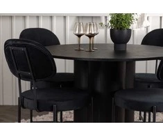 Venture Design Valgomojo stalo ir kėdžių komplektas Olivia ir Stella 110 cm juodas MDF ir aksomas
