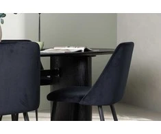Venture Design Valgomojo stalo ir kėdžių komplektas Isolde valgomojo stalas ir Night valgomojo kėdė 180x75 cm juoda