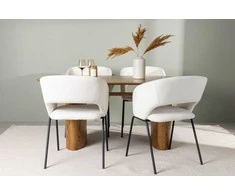 Venture Design Valgomojo stalo ir kėdžių komplektas Isolde valgomojo stalas ir Day valgomojo kėdė 140x75 cm juodas ir baltas MDF