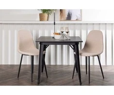 Venture Design Valgomojo stalo ir kėdžių komplektas Tempe ir Polar 80x80 cm Juoda Smėlio spalvos