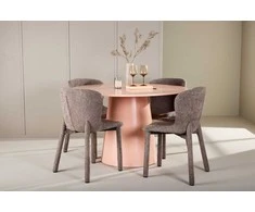 Venture Design Valgomojo stalo ir kėdžių komplektas Lanzo stalas ir Astoria kėdė 120 cm persikų spalvos ir rudos spalvos