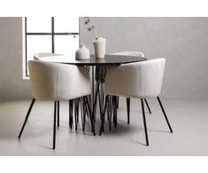 Venture Design Valgomojo stalo ir kėdžių komplektas Stone ir Berit 120 cm Juoda Smėlio spalvos