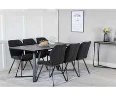 Venture Design Valgomojo stalo ir kėdžių komplektas Marina ir Gemma juodos spalvos