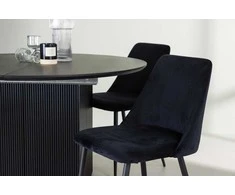 Venture Design Valgomojo stalo ir kėdžių komplektas Matilda valgomojo stalas ir naktinė valgomojo kėdė 130 cm juodas MDF ir aksomas