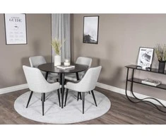 Venture Design Valgomojo stalo ir kėdžių komplektas Plaza 100x75 cm juodos spalvos audinys