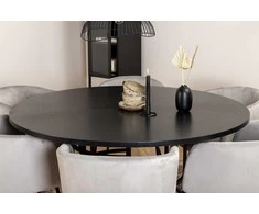 Venture Design Valgomojo stalo ir kėdžių komplektas Kopenhaga 140x74 cm Juodas aksomas