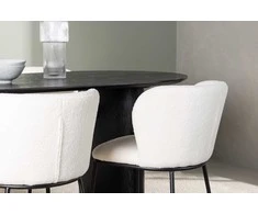 Venture Design Valgomojo stalo ir kėdžių komplektas Isolde valgomojo stalas ir Edina valgomojo kėdė 180x75 cm juoda ir balta MDF ir buklė