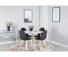 Venture Design Valgomojo stalo ir kėdžių komplektas Plaza 100x75 cm, balta medžiaga