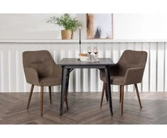 Venture Design Valgomojo stalo ir kėdžių komplektas 80x80 cm Juoda Ruda Audinys