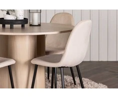 Venture Design Valgomojo stalo ir kėdžių komplektas Olivia valgomojo stalas ir Polar valgomojo kėdės smėlio spalvos