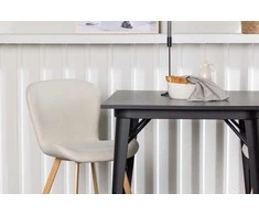 Venture Design Valgomojo stalo ir kėdžių komplektas Tempe ir Lilja 80x80 cm Juoda Smėlio spalvos MDF Audinys