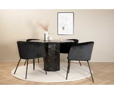 Venture Design Valgomojo stalo ir kėdžių komplektas Marbs apvalus valgomojo stalas ir Berit kėdė 110x75 cm juoda