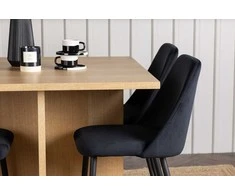 Venture Design Valgomojo stalo ir kėdžių komplektas Leo valgomojo stalas ir naktinė valgomojo kėdė 100x100x75 cm juoda mediena