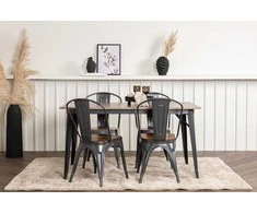 Venture Design Valgomojo stalo ir kėdžių komplektas Tempe Juoda x Graikinis riešutas x Tamsiai pilka x Tamsiai ruda MDF x Metalas