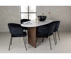 Venture Design Valgomojo stalo ir kėdžių komplektas Grönvik valgomojo stalas ir Selma valgomojo kėdė 180x75 cm juodas MDF