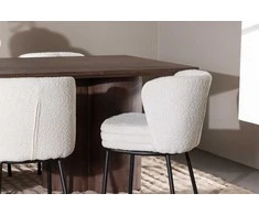 Venture Design Valgomojo stalo ir kėdžių komplektas Olivia valgomojo stalas su Agnes valgomojo kėde 100x210 cm balta plienas MDF