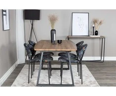 Venture Design Valgomojo stalo ir kėdžių komplektas Inca 160x200x85x75 cm ąžuolas juoda audinys