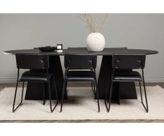 Venture Design Valgomojo stalo ir kėdžių komplektas Bootcut Oval ir Kenth 230x115 cm Juodas