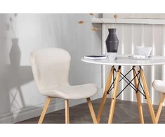 Venture Design Valgomojo stalo ir kėdžių komplektas Danburi Lilja 60 cm smėlio spalvos audinys medžio imitacijos metalas