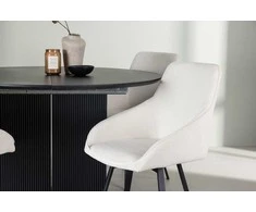 Venture Design Valgomojo stalo ir kėdžių komplektas Matilda valgomojo stalas ir Rosie valgomojo kėdė 130 cm juoda smėlio spalvos MDF faneruotas audinys