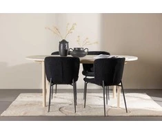Venture Design Valgomojo stalo ir kėdžių komplektas Andy valgomojo stalas ir Modesto valgomojo kėdė 180x90 cm balta plienas