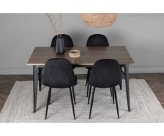 Venture Design Valgomojo stalo ir kėdžių komplektas Tempe valgomojo stalas ir Polar valgomojo kėdė 140x80 cm juoda