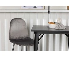 Venture Design Valgomojo stalo ir kėdžių komplektas Tempe ir Eva 80x80 cm juodos ir šviesiai pilkos spalvos MDF ir aksomas