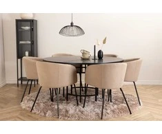 Venture Design Valgomojo stalo ir kėdžių komplektas Kopenhaga 140x74 cm Juodos spalvos audinys