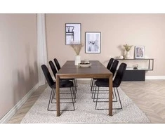 Venture Design Valgomojo stalo ir kėdžių komplektas 170x250 cm Juodo ąžuolo audinys