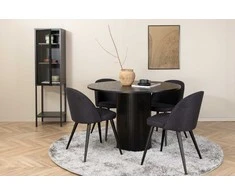 Venture Design Valgomojo stalo ir kėdžių komplektas Bianca 110x74 cm Juodas aksomas Metalas