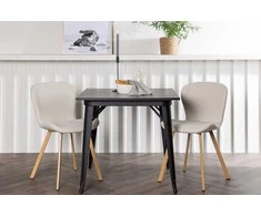 Venture Design Valgomojo stalo ir kėdžių komplektas Tempe ir Lilja 80x80 cm Juoda Smėlio spalvos MDF Audinys