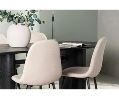Venture Design Valgomojo stalo ir kėdžių komplektas Isolde valgomojo stalas ir Polar valgomojo kėdė 180x75 cm juoda smėlio spalvos