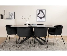 Venture Design Valgomojo stalo ir kėdžių komplektas Piazza valgomojo stalas ir Berit kėdė juoda