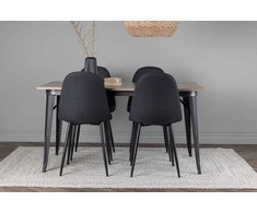 Venture Design Valgomojo stalo ir kėdžių komplektas Tempe valgomojo stalas ir Polar valgomojo kėdė 140x80 cm juoda