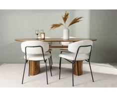 Venture Design Valgomojo stalo ir kėdžių komplektas Isolde valgomojo stalas 140x75 cm smėlio spalvos MDF