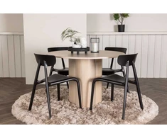 Venture Design Valgomojo stalo ir kėdžių komplektas Olivia valgomojo stalas ir Ursholm valgomojo kėdės baltos ir juodos spalvos