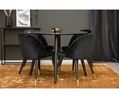 Venture Design Valgomojo stalo ir kėdžių komplektas Plaza 100x75 cm Juodas