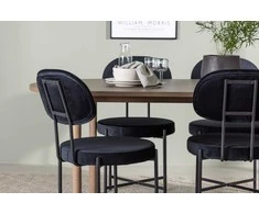 Venture Design Valgomojo stalo ir kėdžių komplektas Andy ir Stella 180x75 cm Juodas MDF Aksomas