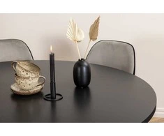Venture Design Valgomojo stalo ir kėdžių komplektas 140x74 cm juodos ir pilkos aksomo