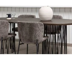 Venture Design Valgomojo stalo ir kėdžių komplektas Akmeninis ovalus valgomojo stalas ir Modesto valgomojo kėdė 220x100 cm juoda