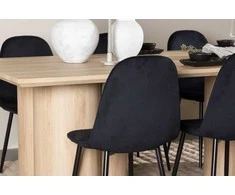Venture Design Valgomojo stalo ir kėdžių komplektas Olivia valgomojo stalas su Polar valgomojo kėde 210x100 cm balta metalas apmušalas