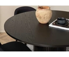 Venture Design Valgomojo stalo ir kėdžių komplektas Bianca 110x74 cm Juodas aksomas Metalas