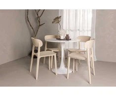 Venture Design Valgomojo stalo ir kėdžių komplektas Hamden 80x75 cm baltas medienos ir plastiko kompozitas