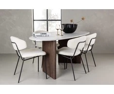 Venture Design Valgomojo stalo ir kėdžių komplektas Grönvik valgomojo stalas 180x75 cm rudos ir baltos spalvos